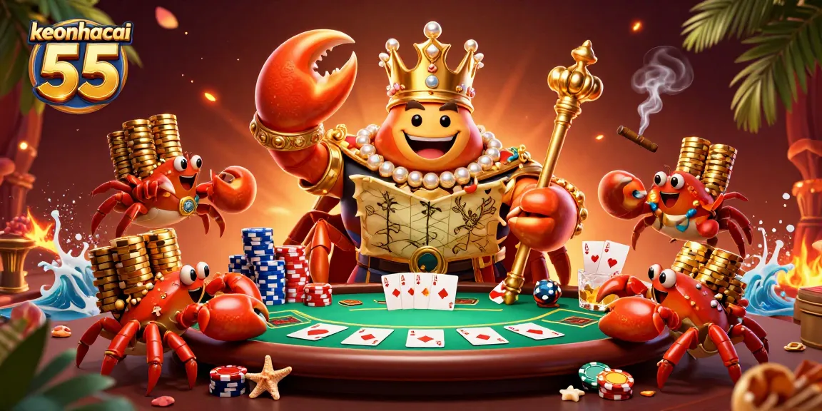 Win big with keonhacai 55 as the golden crab emperor commands a dynamic poker scene