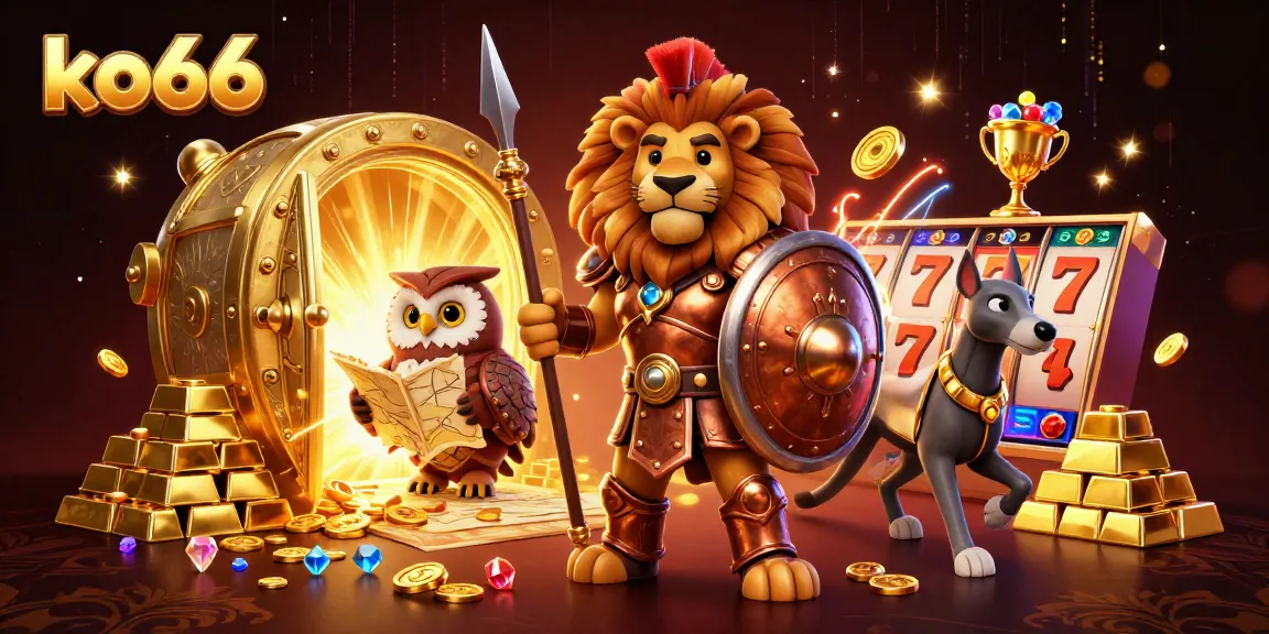 Spin the reels at ko66, where a Spartan lion guards treasures and riches in an immersive casino!